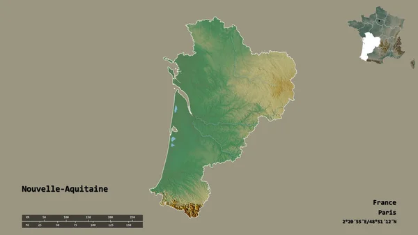 Form Nouvelle Aquitaine Regionen Frankrike Med Dess Huvudstad Isolerad Solid — Stockfoto