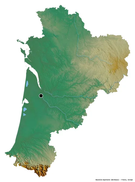 Forme Nouvelle Aquitaine Région France Avec Capitale Isolée Sur Fond — Photo