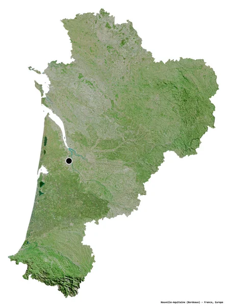 Form Nouvelle Aquitaine Regionen Frankrike Med Huvudstaden Isolerad Vit Bakgrund — Stockfoto