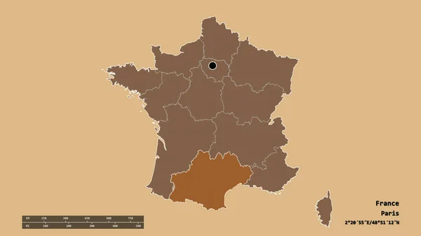 Forma Desnaturalizada Francia Con Capital División Regional Principal Zona Separada —  Fotos de Stock
