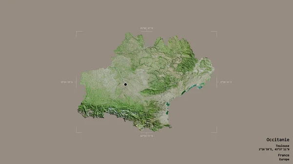 法属波利尼西亚的一个区域 在一个地理参考方块中 在坚实的背景下被隔离 卫星图像 3D渲染 — 图库照片