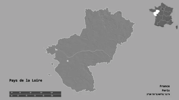 Form Des Pays Loire Region Von Frankreich Mit Seiner Hauptstadt — Stockfoto