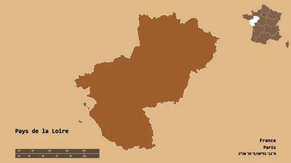 Form Des Pays Loire Region Von Frankreich Mit Seiner Hauptstadt — Stockfoto