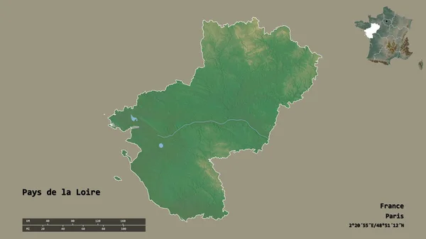 Form Des Pays Loire Region Von Frankreich Mit Seiner Hauptstadt — Stockfoto