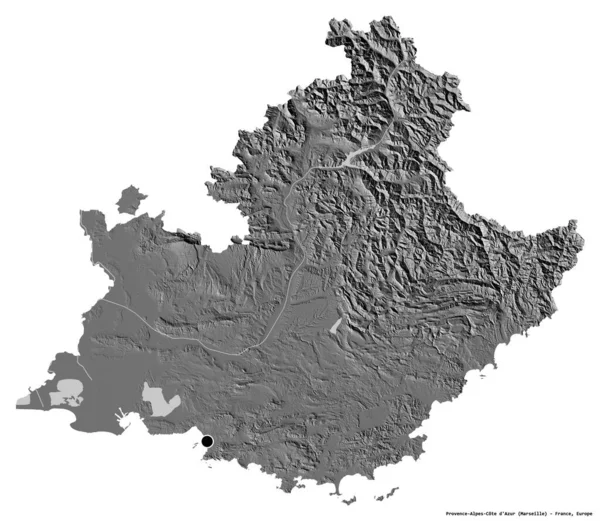 Forma Provenza Alpes Costa Azul Región Francia Con Capital Aislada — Foto de Stock