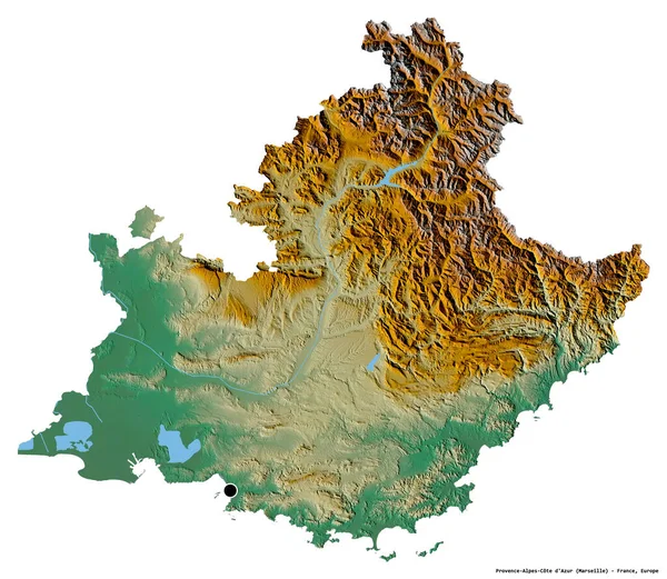 Forma Provenza Alpes Costa Azul Región Francia Con Capital Aislada — Foto de Stock