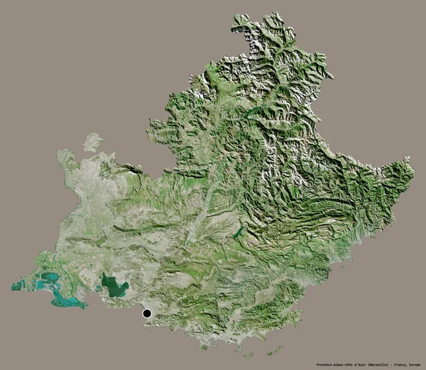 法国Provence Alpes Cote Azur的形状 其首都为单色背景 卫星图像 3D渲染 — 图库照片