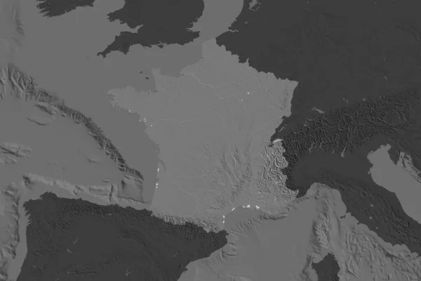 Forma Francia Separada Por Desaturación Las Zonas Vecinas Mapa Elevación — Foto de Stock