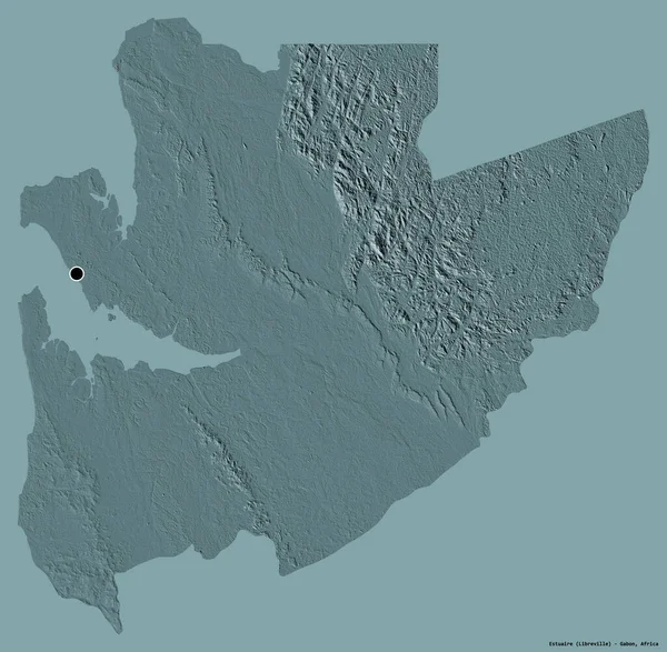 Forma Estuaire Provincia Gabón Con Capital Aislada Sobre Fondo Color —  Fotos de Stock