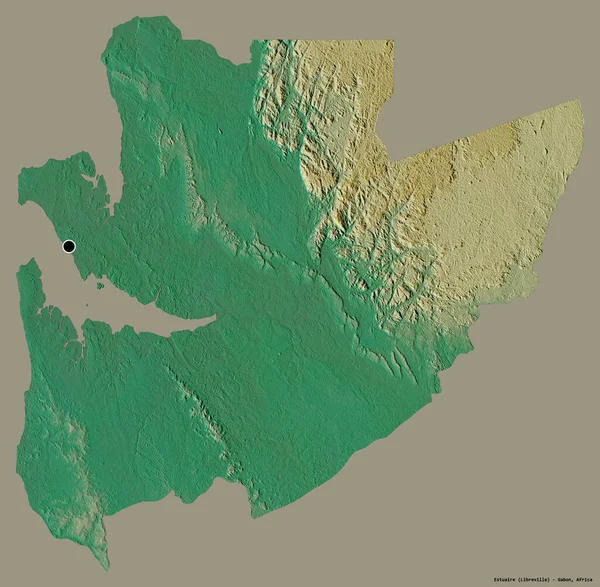 Gabon Eyaleti Estuaire Nin Şekli Sermayesi Katı Renk Arkaplanı Ile — Stok fotoğraf