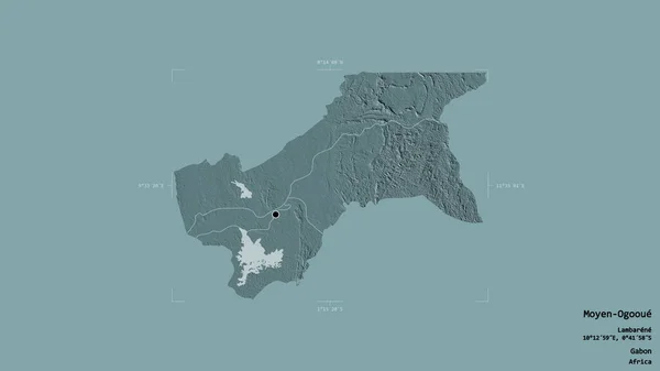加蓬省中奥戈埃省的一个地区 在一个地理参照框的坚实背景下被隔离 彩色高程图 3D渲染 — 图库照片