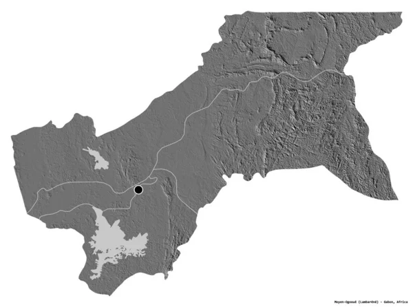 Форма Моен Огуэ Провинция Габон Столицей Изолированной Белом Фоне Карта — стоковое фото