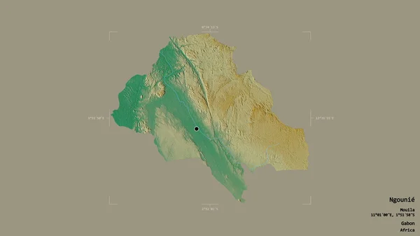 Oblast Ngounie Provincie Gabon Izolovaná Pevném Pozadí Georeferencované Ohraničující Oblasti — Stock fotografie