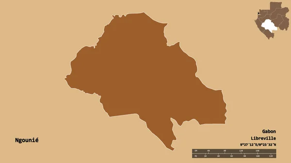 Σχήμα Του Ngounie Επαρχία Της Γκαμπόν Κεφάλαιό Του Απομονωμένο Στέρεο — Φωτογραφία Αρχείου