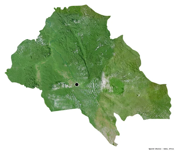 Форма Нгуние Провинция Габон Столицей Изолированы Белом Фоне Спутниковые Снимки — стоковое фото
