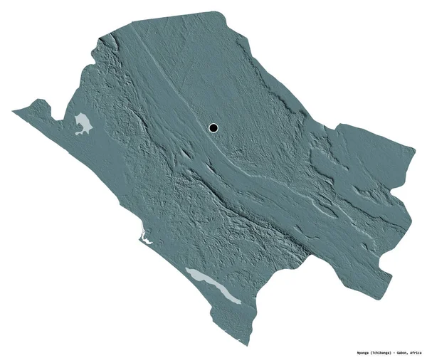 Kształt Nyangi Prowincji Gabon Stolicą Odizolowaną Białym Tle Kolorowa Mapa — Zdjęcie stockowe