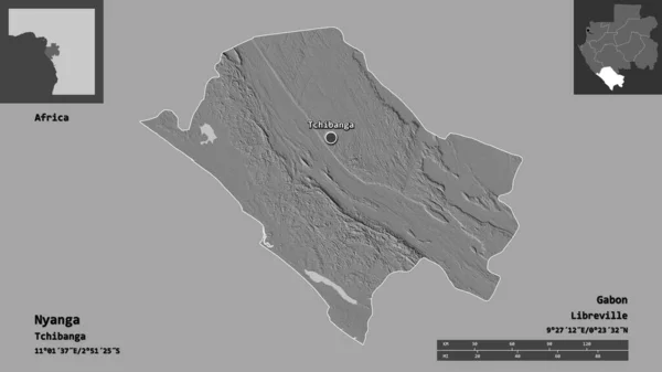 Форма Нянги Провинции Габон Столицы Шкала Расстояний Предварительные Просмотры Метки — стоковое фото
