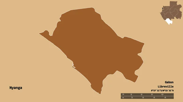 Форма Ньянга Провінція Габон Столицею Ізольованою Твердому Тлі Масштаб Відстаней — стокове фото