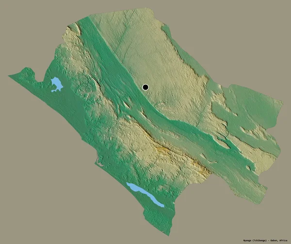 Form Nyanga Provinsen Gabon Med Sin Huvudstad Isolerad Solid Färg — Stockfoto