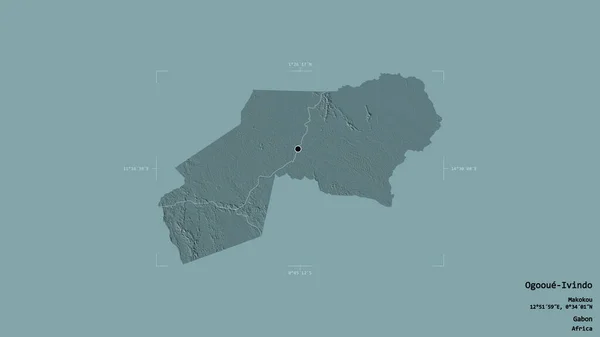 Området Ogooue Ivindo Provinsen Gabon Isolerat Solid Bakgrund Georefererad Avgränsningsbox — Stockfoto