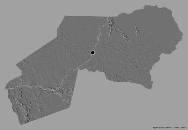 Форма Огуэ Ивиндо Провинция Габон Столицей Изолированной Сплошном Цветном Фоне — стоковое фото