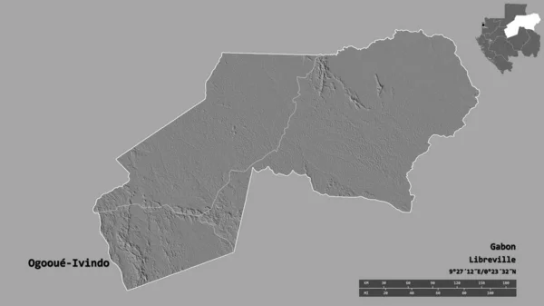 Форма Огове Івіндо Провінція Габон Столицею Ізольованою Твердому Тлі Масштаб — стокове фото