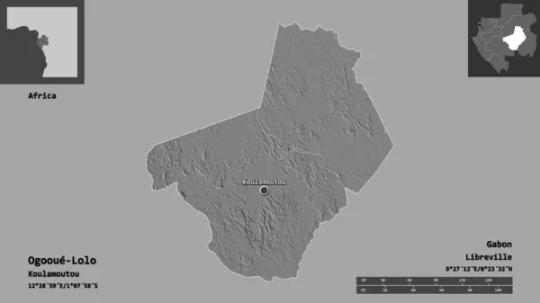 Form Ogooue Lolo Provinsen Gabon Och Dess Huvudstad Avståndsskala Förhandsvisningar — Stockfoto