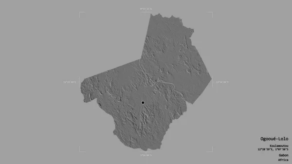 加蓬省Ogooue Lolo地区 在一个地理参照框的坚实背景下被隔离 Bilevel高程图 3D渲染 — 图库照片