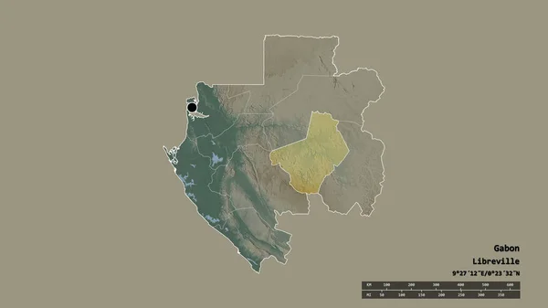 Обесцвеченная Форма Габона Столицей Главным Региональным Делением Отделенным Районом Огуэ — стоковое фото