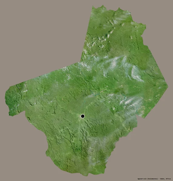 加蓬省Ogooue Lolo的形状 首都用纯色背景隔开 卫星图像 3D渲染 — 图库照片