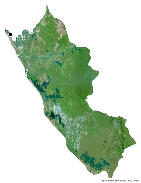 Форма Огове Маритайм Провінція Габон Столицею Ізольованою Білому Тлі Супутникові — стокове фото