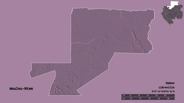 Form Wouleu Ntem Provinsen Gabon Med Dess Huvudstad Isolerad Solid — Stockfoto