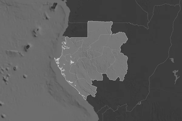 Forme Gabon Séparée Par Désaturation Des Zones Voisines Frontières Carte — Photo