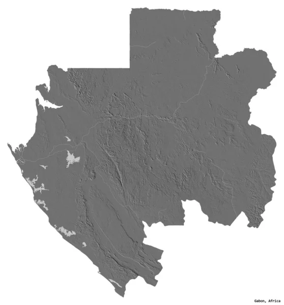 Forma Gabón Con Capital Aislado Sobre Fondo Blanco Mapa Elevación —  Fotos de Stock