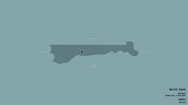 Area North Bank Division Gambia Isolated Solid Background Georeferenced Bounding — Stock Photo, Image