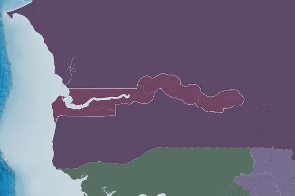 Área Extendida Gambia Con Contorno País Fronteras Internacionales Regionales Mapa — Foto de Stock