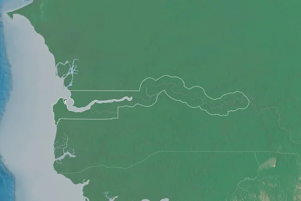 Розширена Територія Гамбії Обрисами Країни Міжнародними Регіональними Кордонами Карта Рельєфу — стокове фото