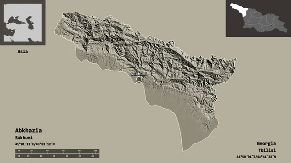 Forma Abjasia República Autónoma Georgia Capital Escala Distancia Vistas Previas — Foto de Stock