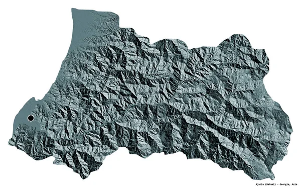 ジョージア自治共和国のアジャリアの形で 首都は白い背景に孤立している 色の標高マップ 3Dレンダリング — ストック写真