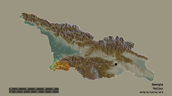 Forma Desolata Della Georgia Con Sua Capitale Principale Divisione Regionale — Foto Stock