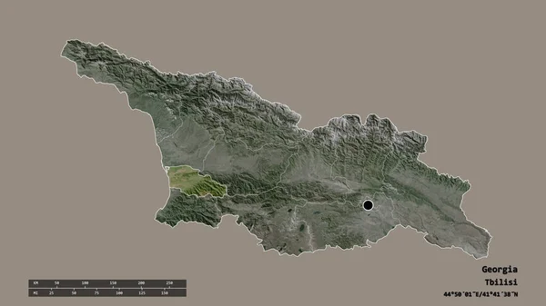 Forma Dessaturada Geórgia Com Sua Capital Principal Divisão Regional Área — Fotografia de Stock