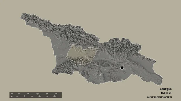 Forme Désaturée Géorgie Avec Capitale Principale Division Régionale Région Séparée — Photo