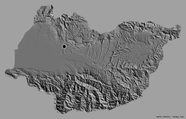格鲁吉亚地区Imereti的形状 其首都以纯色背景隔离 Bilevel高程图 3D渲染 — 图库照片