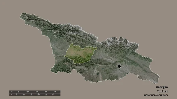 主要な地域部門と分離されたアイメレッティ地域とジョージア州の荒廃した形 ラベル 衛星画像 3Dレンダリング — ストック写真