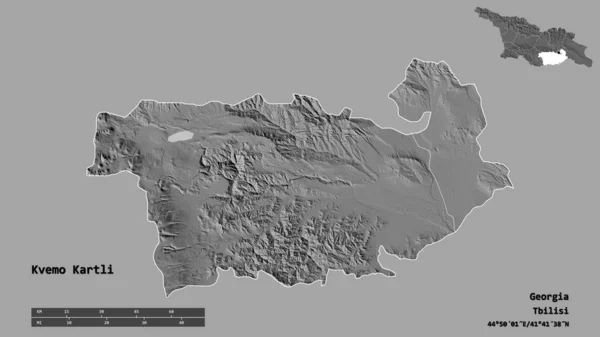 Forma Kvemo Kartli Regione Della Georgia Con Sua Capitale Isolata — Foto Stock