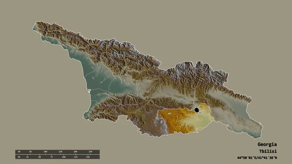 Forma Dessaturada Geórgia Com Sua Capital Principal Divisão Regional Área — Fotografia de Stock