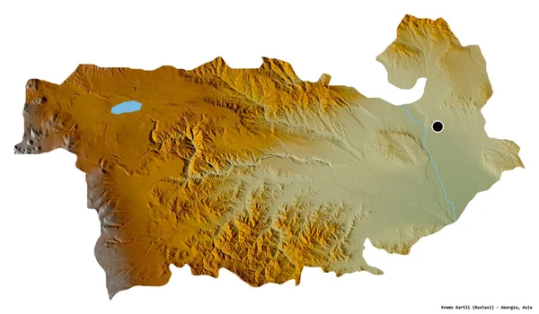 ジョージア州の地方のKvemo Kartliの形で その首都は白い背景に孤立しています 地形図 3Dレンダリング — ストック写真