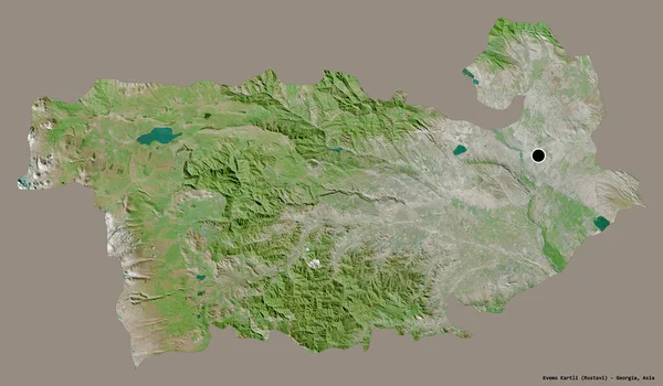 ジョージア州の地域であるKvemo Kartliの形で その首都はしっかりとした色の背景に隔離されています 衛星画像 3Dレンダリング — ストック写真