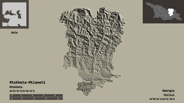 Gestalt Von Mzcheta Mtianeti Region Georgien Und Seiner Hauptstadt Entfernungsskala — Stockfoto