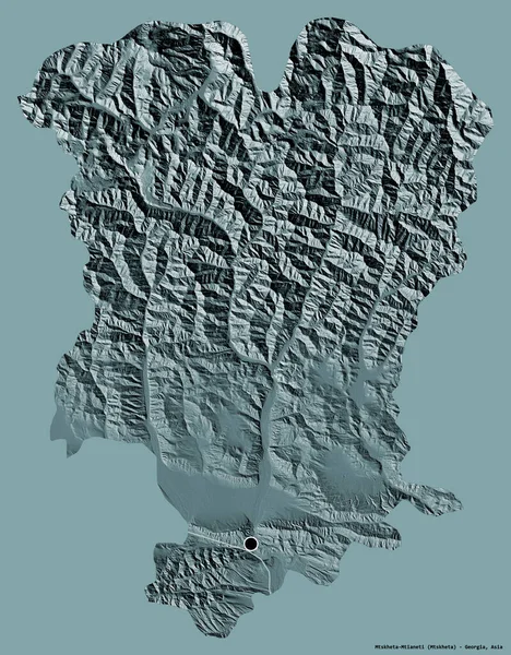 ジョージア州の地域であるマツヘタ ムティアネティ山の形で その首都はしっかりとした色の背景に隔離されている 色の標高マップ 3Dレンダリング — ストック写真